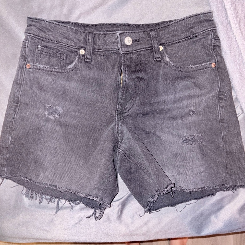 Old Navy Women's Frayed Hem Gray Jean Shorts